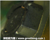 使用銀(Ag)鍍層的電源電感器(Power Inductors)，經過推力測試后，零件端點上已經看不到任何鍍層的痕跡了，所以其耐推力就比較小。