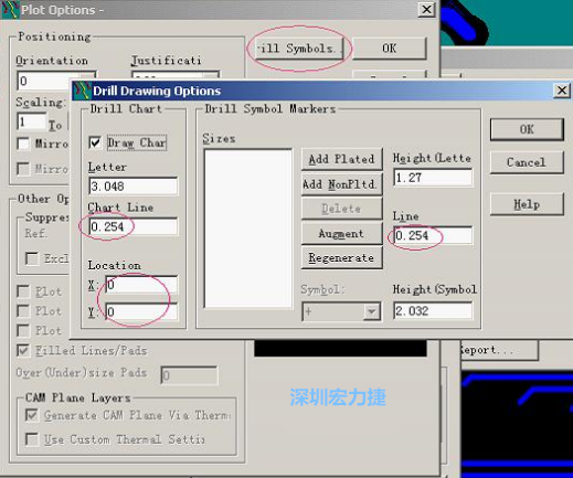 轉(zhuǎn)孔圖時(shí)也需在Customize Document欄點(diǎn)擊Option，在彈出的Plot Options-窗口中選擇Drill Symbols